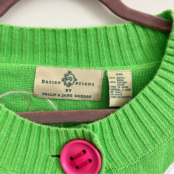Design Options by Philip & Jane Gordon Green Christmas Ornament Cardigan Sweater - Picture 3 of 5
